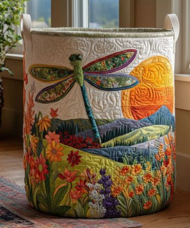 Horizon Dancer Quilted Laundry Hamper – Elegant Printed Fabric Basket, Collapsible Space-Saving Hamper With Handles & Washable Liner