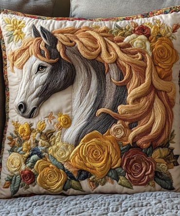Horse Charm Quilted Pillow Cover — Cute Equestrian Decorative Pillowcase With Charming Horse Detail, Quilted Comfort For Sofa & Bedroom