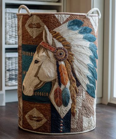 Horse Dream Quilted Laundry Hamper — Charming Horse Print, Collapsible Quilted Basket With Reinforced Handles For Stylish Home Storage