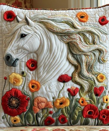 Horse Elegance Quilted Pillow Cover — Sophisticated Equestrian Decorative Pillowcase, Soft Quilted Texture For Luxurious Home Style