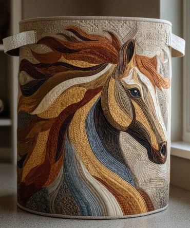 Horse Magic Quilted Laundry Hamper — Charming Collapsible Fabric Basket With Handles, Spacious, Durable & Decorative