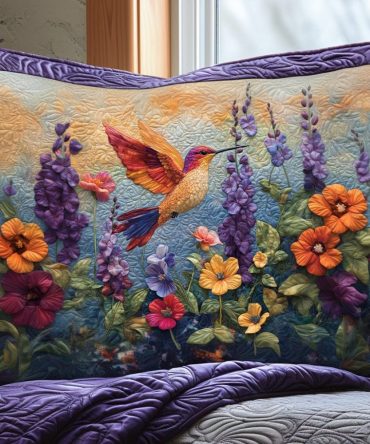Hummingbird Serenade Quilted Pillowcase — Delicate Nature-Inspired Accent Cover For Beds, Sofas & Garden-Themed Rooms
