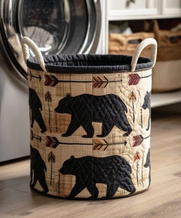 Hunter Ridge Quilted Laundry Hamper — Ridge-Inspired Deer Print Collapsible Fabric Basket For Stylish Home Storage