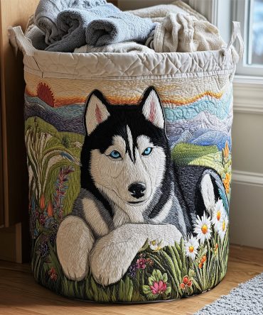 Husky Magic Quilted Laundry Hamper – Cute Husky Pattern Foldable Laundry Basket, Large Pet-Themed Storage For Kids