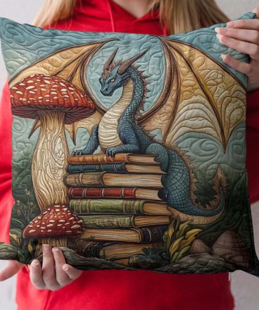Fiery Inferno Roar Decorative Quilted Throw Pillow Cover — Dragon-Inspired Scorch Pattern, Soft Cotton-Blend, 18X18In
