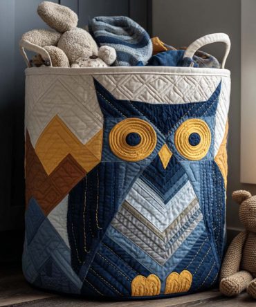 Inky Wings Quilted Laundry Hamper — Stylish Dark Feather Print Foldable Fabric Basket With Sturdy Handles For Modern Bedroom & Closet Storage