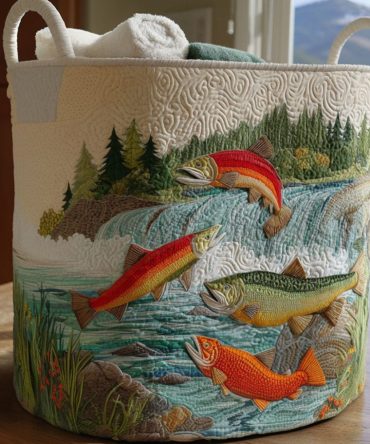 Into The Rapids Quilted Laundry Hamper — Adventure-Inspired Foldable Storage Basket With Reinforced Handles & Removable Washable Liner