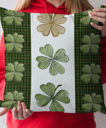 Irish Luck Quilted Decorative Pillow Cover — Charming Clover Accent For Sofa & Bed, Soft Quilting, Hypoallergenic, Machine-Washable