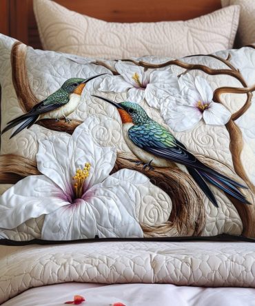 Ivory Whisper Quilted Winged Pillowcase - Luxe Ivory Cotton Decorative Pillow Cover, Soft Neutral Bedroom Accent