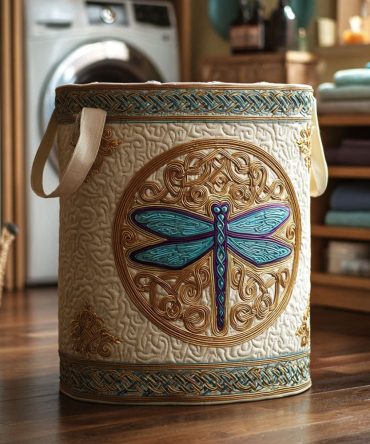 Ivory Sky Dancer Quilted Laundry Hamper — Elegant Neutral Quilted Fabric Basket With Handles, Collapsible & Machine-Washable For Stylish Organization