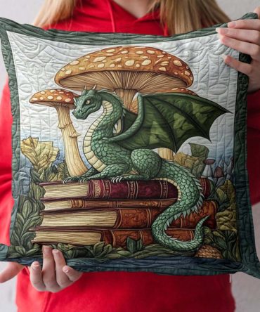 Jade Serpent Quilted Pillow Cover — Green Ornamental Decorative Throw Pillowcase, Intricate Quilting, Soft Cotton, Machine Washable