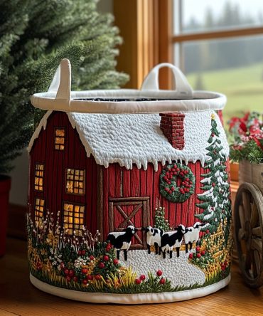 Jolly Herd Quilted Laundry Hamper — Cheerful Farm Animal-Themed Foldable Fabric Basket, Versatile Laundry Organizer For Home & Nursery