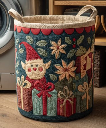 Festive Jolly Elf Quilted Laundry Basket – Large Collapsible Holiday Laundry Hamper For Christmas Decor, Toys & Bedding
