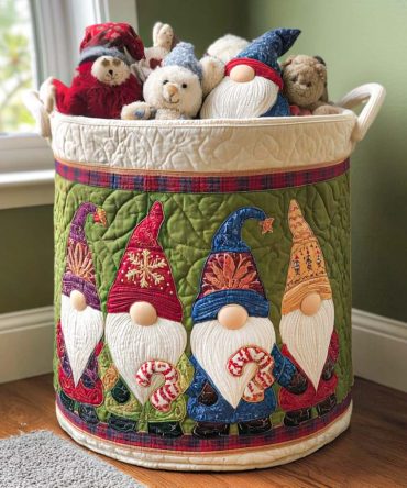 Festive Quilted Laundry Hamper — Jolly Vibes Design , Foldable Cotton-Feel Laundry Basket With Reinforced Base For Holiday & Everyday Use