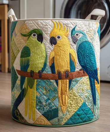Jungle Feather Quilted Laundry Hamper - Safari-Style Foldable Laundry Basket With Reinforced Bottom & Dual Handles For Easy Carrying