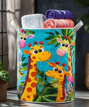 Jungle Jester Quilted Laundry Basket — Colorful Animal Print Foldable Hamper For Playrooms, Kids’ Bedrooms & Cheerful Home Storage