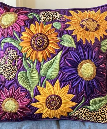 Jungle Petals Quilted Pillowcase, Tropical Floral Decorative Throw Pillow Cover With Lush Leaf Print For Sofa & Bedroom, Easy Care