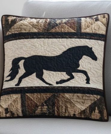 Rustic Western Quilted Pillow Cover — Classic Cowboy & Rodeo-Inspired Throw For Farmhouse, Durable Quilted Accent For Living Room Or Cabin