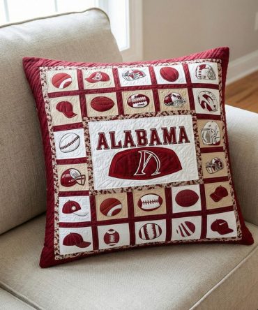 Game Day Football Quilted Pillow Cover - Team Spirit Throw Pillowcase For Sports Fans, Man Cave, Tailgate & Family Rooms