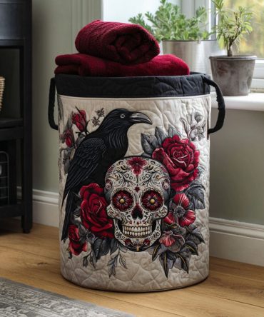 La Vida Bella Quilted Decorative Hamper — Elegant Collapsible Fabric Laundry Basket With Handles For Chic Bedroom & Bathroom Storage