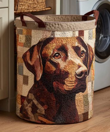 Premium Quilted Laundry Hamper With Labrador Portrait - Collapsible Fabric Storage Basket For Clothes, Toys, Nursery & Stylish Home Organization