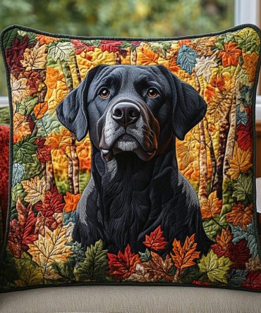 Labrador Loyalty Quilted Decorative Pillow Cover - Cute Labrador Dog Throw Pillowcase, Quilted Soft Microfiber Accent For Dog Lovers' Home