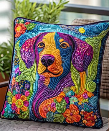 Premium Quilted Labrador Throw Pillow Cover — Soft Cotton-Blend Dog Print Cushion Case For Living Room & Bedroom, Hidden Zipper, Machine-Washable