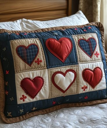 Lace & Love Quilted Pillowcase — Romantic Lace Heart Decorative Pillow Cover, Vintage-Inspired Boudoir Accent With Soft Quilted Texture