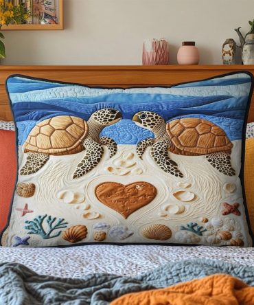 Lagoon Lovers Quilted Pillow Cover — Tropical Lagoon Floral Quilted Decorative Pillowcase For Coastal, Beach & Boho Home Accents