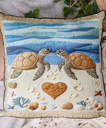 Lagoon Blue Quilted Pillow Cover — Coastal Decorative Cotton Sham, Beach House Accent For Bed & Sofa, Easy Care