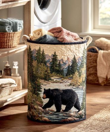 Lakeside Spirit Quilted Laundry Hamper — Breathable Fabric Laundry Basket With Handles, Collapsible Storage & Machine-Washable Cover