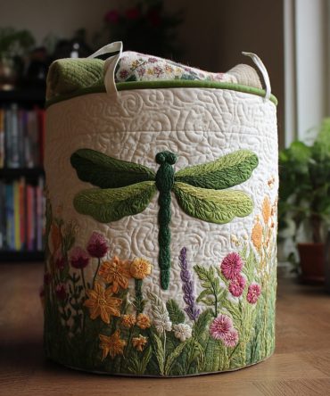 Lakeside Wings Quilted Linen Hamper - Foldable Washable Laundry Basket For Bathroom, Bedroom & Dorm, Stylish Storage Bin