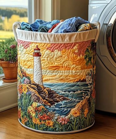 Lantern Point Quilted Laundry Basket — Nautical Chic Foldable Hamper For Closet & Bathroom Storage, Durable Everyday Organizer