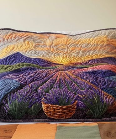 Lavender Moonrise Quilted Decorative Pillow Cover — Soothing Lavender Palette, Quilted Accent Sham For Tranquil Bedrooms & Cozy Spaces