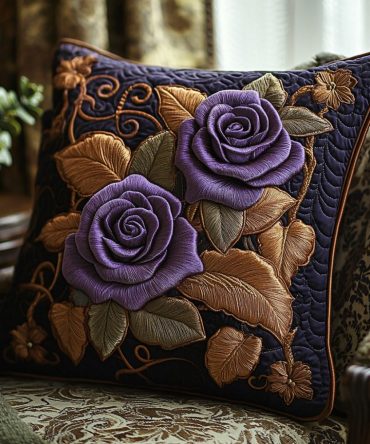 Lavender Grace Quilted Pillow Cover - Calming Lavender Floral Throw Case For Bedroom, Spa Vibe & Relaxation