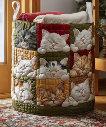 Lazy Paws Quilted Laundry Hamper – Playful Cat Paw Design Foldable Fabric Laundry Basket For Kids' Rooms & Pet Beds