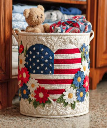 Patriotic Quilted Laundry Hamper — Liberty Dreams Print , Foldable Cotton-Feel Laundry Basket With Handles For 4Th Of July & Home Decor
