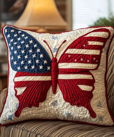 Liberty Dreams Quilted Pillow Cover - Elegant Patriotic Floral Throw For Celebrate 4Th Of July, Porch & Living Spaces