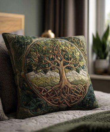 Vibrant Floral Quilted Pillow Cover For Living Room & Bedroom — Soft Decorative Throw Pillowcase With Textured Stitching, Easy-Care