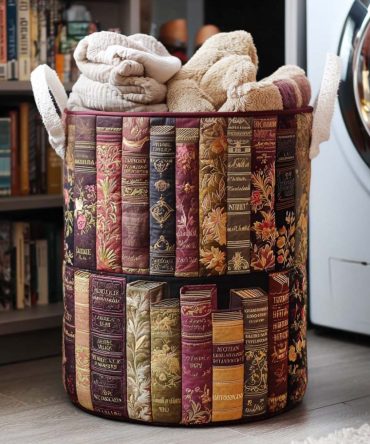 Literary Mood Quilted Storage Hamper — Bookish Collapsible Laundry Basket With Handles, Padded Washable Fabric For Readers, Dorms & Cozy Rooms
