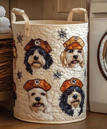 Little Pirate Crew Quilted Laundry Hamper , Fun Kids Pirate Design Collapsible Laundry Basket — Lightweight, Durable & Easy-Care Storage