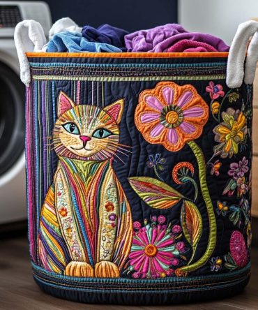 Playful Little Tiger Quilted Cotton Laundry Hamper — Foldable, Decorative Storage Basket With Handles For Kids’ Rooms & Small Spaces