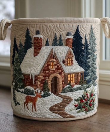 Log Cabin Dream Quilted Laundry Hamper – Heavy-Duty Foldable Laundry Basket For Rustic Home, Cabin & Lodge