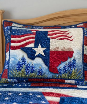 Lone Star Quilted Decorative Pillowcase — Plush Western-Inspired Pillow Cover For Bed & Sofa, Durable Cotton-Blend Accent