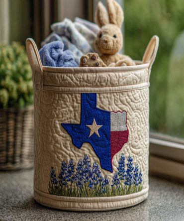 Lone Star Bloom Quilted Laundry Hamper — Texan-Inspired Floral Storage Basket With Reinforced Handles & Collapsible Frame