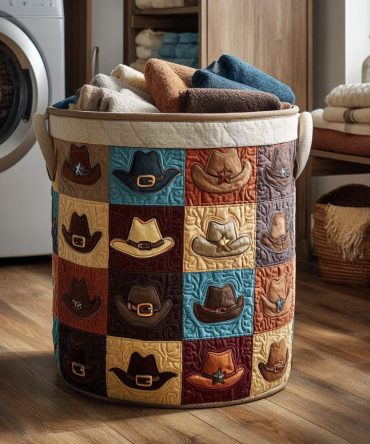 Lone Star Cowboy Quilted Laundry Hamper - Western-Themed Foldable Storage Basket With Durable Handles For Rustic Home Décor