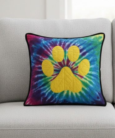 Loving Paws Quilted Pillow Cover — Cute Pet Themed Throw Pillowcase, Soft Quilted Accent For Living Room & Nursery, Washable