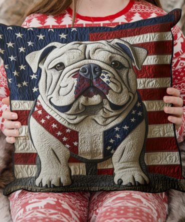 Classic Bulldog Quilted Pillow Cover — Pet-Lover Decorative Cotton Sham, Durable Accent For Living Room Or Bedroom, Easy Care