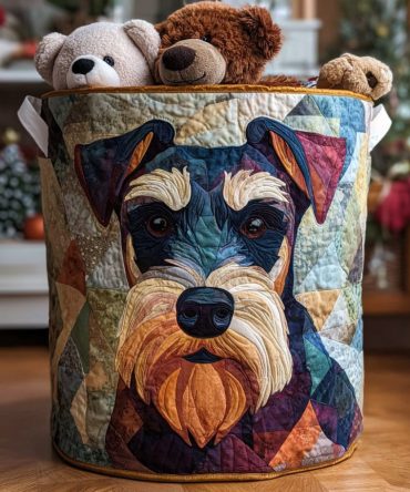 Loyal Eyes Quilted Laundry Hamper — Pet Portrait Pattern Foldable Storage Basket With Strong Handles & Machine-Washable Liner