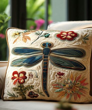 Ethereal Quilted Pillow Cover With Luminous Hover Pattern — Plush Cotton-Blend Decorative Throw Pillowcase For Cozy & Modern Farmhouse Rooms